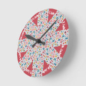 Crayon Pastel Heart & Blume Runde Wanduhr (Winkel)