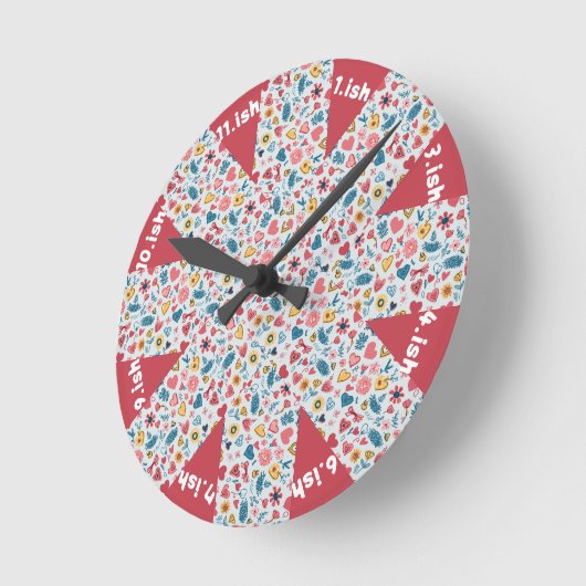 Crayon Pastel Heart & Blume Runde Wanduhr (Winkel)