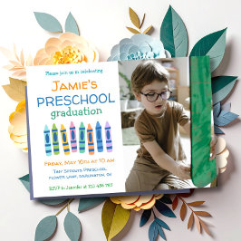 Crayon Photo Preschool Graduation Invitation Einladung