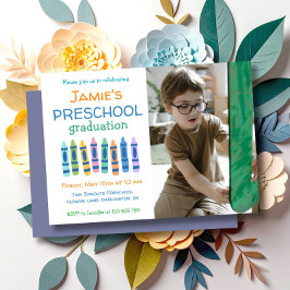 Crayon Photo Preschool Graduation Invitation Einladung