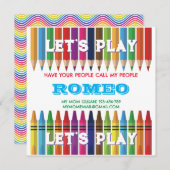 Crayon Playdate Einladung (Vorne/Hinten)