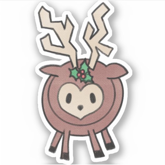 Crayon Reindeer Aufkleber (Vorderseite)