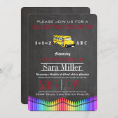 Crayon & School Bus Lehrer Abschluss Einladung (Vorne/Hinten)