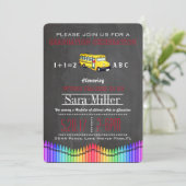 Crayon & School Bus Lehrer Abschluss Einladung (Stehend Vorderseite)