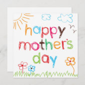 Crayon schrieb Müttertag Feiertagskarte (Vorne/Hinten)