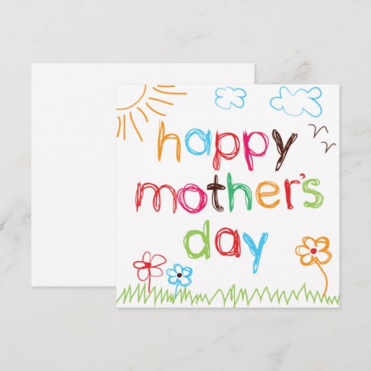 Crayon schrieb Müttertag Feiertagskarte (Vorne/Hinten)