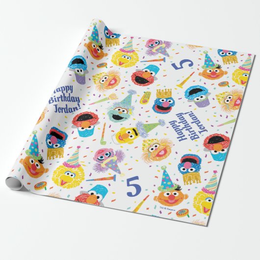 Crayon Sesame Pals Party Pattern Geschenkpapier (Ungerollt)