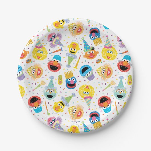 Crayon Sesame Pals Party Pattern Pappteller (Vorderseite)