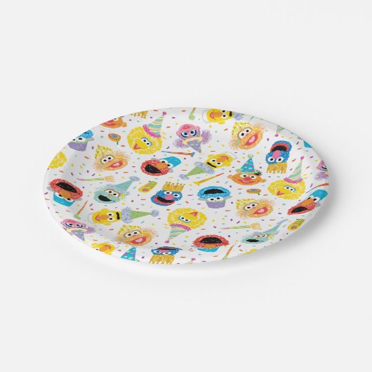 Crayon Sesame Pals Party Pattern Pappteller (Schrägansicht)