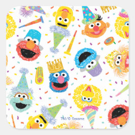 Crayon Sesame Pals Party Pattern Quadratischer Aufkleber