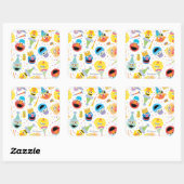 Crayon Sesame Pals Party Pattern Quadratischer Aufkleber (Blatt)