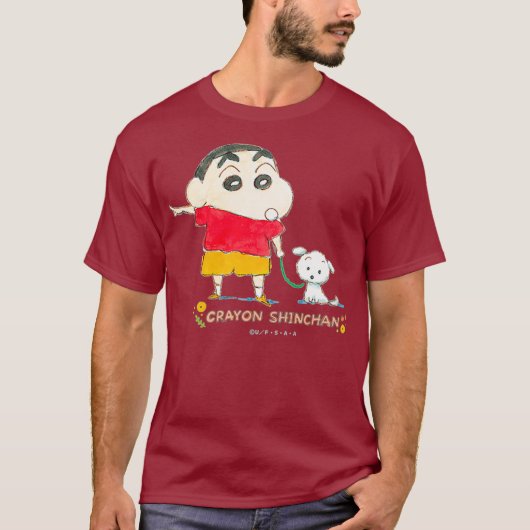Crayon Shin-chan Shin-chan und Shiro Dort drüben T-Shirt (Vorderseite)