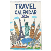 Crayon Style Travel Calendar Cover | Editable Year Kalender (Titelbild)