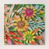 Crayon Sunflowers Farbenfrohe Grüne Puzzle (Horizontal)