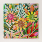 Crayon Sunflowers Farbenfrohe Grüne Puzzle (Vertikal)