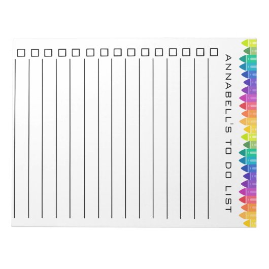 Crayon to Do List Personalisieren Notizblock (Vorderseite)