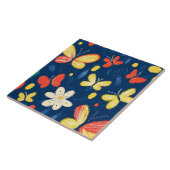 Crayon und Butterfly-Blume Fliese (Seite)