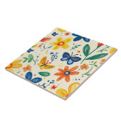 Crayon und Butterfly-Blume Fliese (Seite)