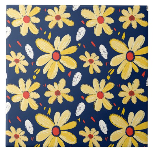 Crayon und Butterfly-Blume Fliese (Vorderseite)