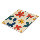 Crayon und Butterfly-Blume Fliese (Seite)