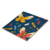 Crayon und Butterfly-Blume Fliese (Seite)