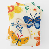 Crayon und Butterfly-Blume Geschenkpapier Set (Beispiel)