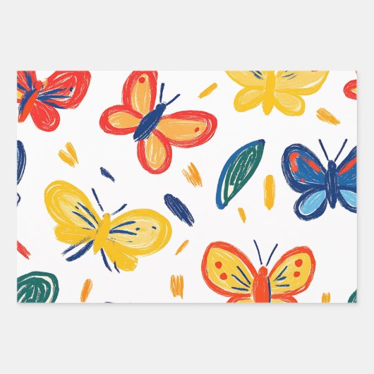 Crayon und Butterfly-Blume Geschenkpapier Set (Vorderseite 3)