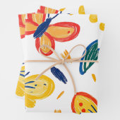 Crayon und Butterfly-Blume Geschenkpapier Set (Beispiel)