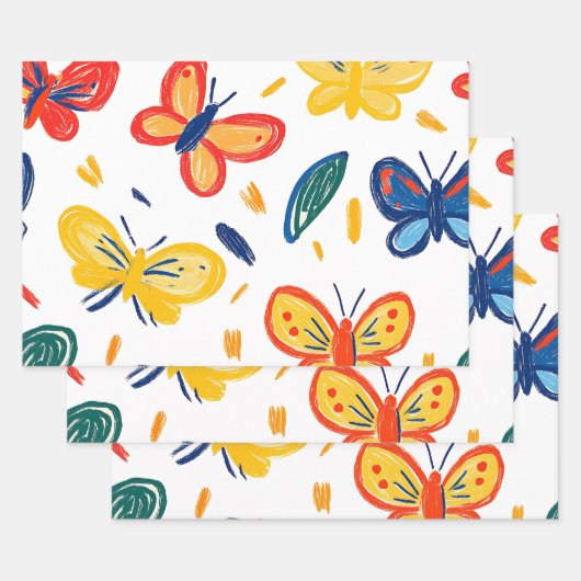Crayon und Butterfly-Blume Geschenkpapier Set (Set)
