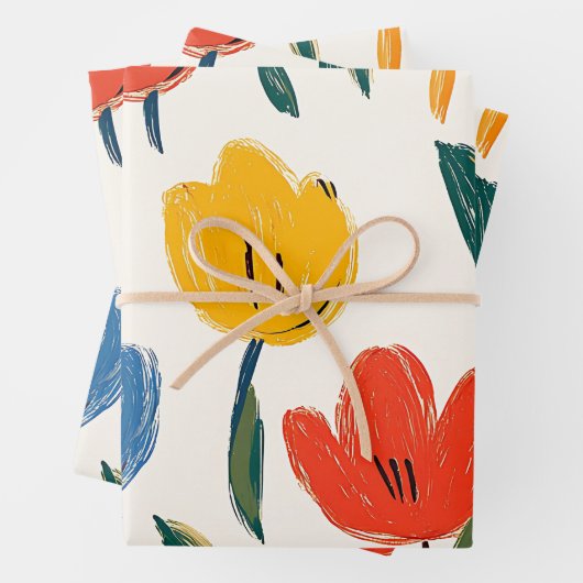 Crayon und Butterfly-Blume Geschenkpapier Set (Beispiel)