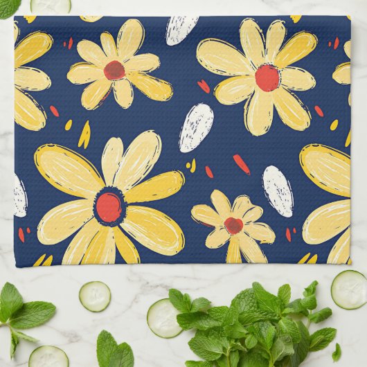 Crayon und Butterfly-Blume Geschirrtuch (Gefaltet)