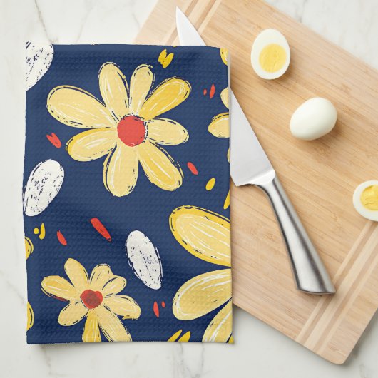 Crayon und Butterfly-Blume Geschirrtuch (Viertel Falte)