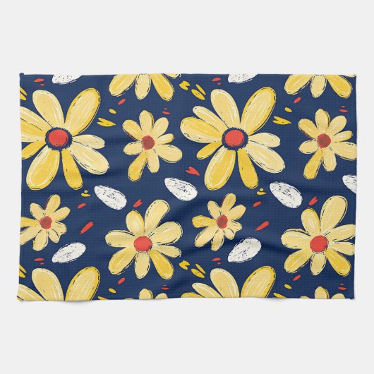 Crayon und Butterfly-Blume Geschirrtuch (Horizontal)