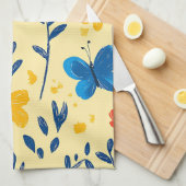 Crayon und Butterfly-Blume Geschirrtuch (Viertel Falte)