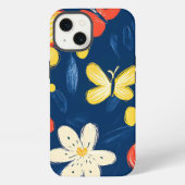 Crayon und Butterfly-Blume iPhone Hülle (Rückseite)
