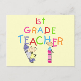 Crayons 1st Grade Teacher Tshirts und Geschenke Postkarte