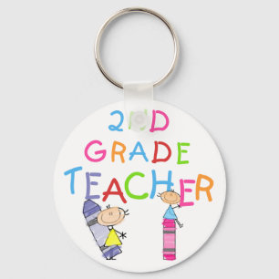 Crayons 2nd Grade Teacher Tshirts und Geschenke Schlüsselanhänger