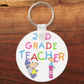 Crayons 2nd Grade Teacher Tshirts und Geschenke Schlüsselanhänger (Vorderseite)