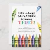 Crayons 3. Geburtstag Drittes Foto Geburtstag Einladung (Vorderseite)