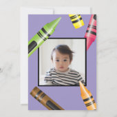 Crayons 3. Geburtstag Drittes Foto Geburtstag Einladung (Rückseite)