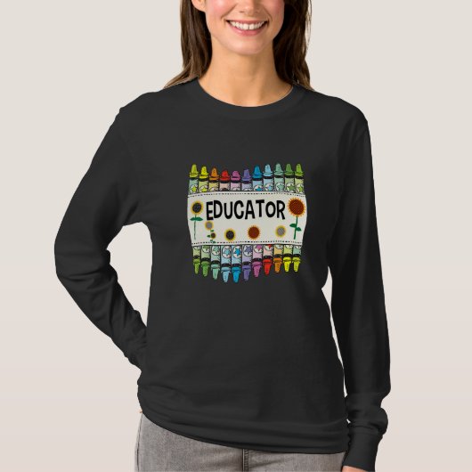 Crayons And Flower Teaching  Educator T-Shirt (Vorderseite)