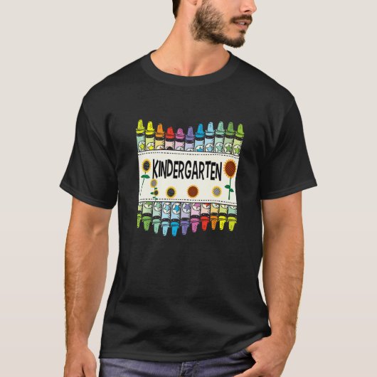Crayons And Flower Teaching  Kindergarten T-Shirt (Vorderseite)