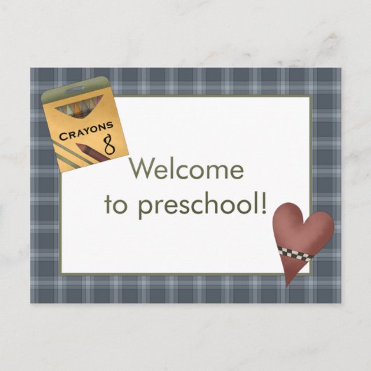 Crayons and Heart Welcome to Preschool Postcard Postkarte (Vorderseite)