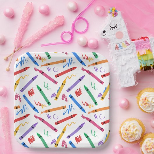 Crayons Birthday Party Kindermädchen Pappteller (Party)