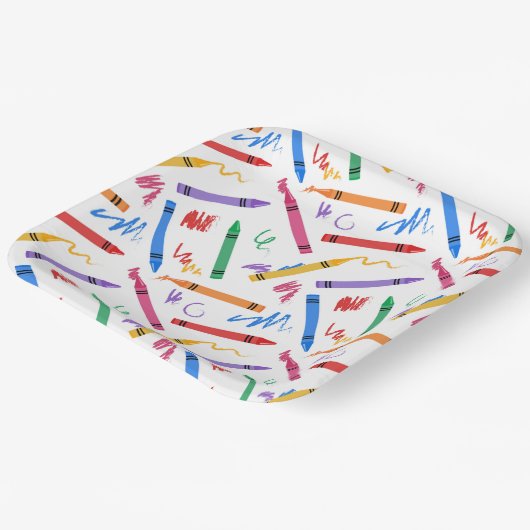 Crayons Birthday Party Kindermädchen Pappteller (Gewinkelt)