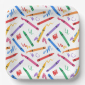 Crayons Birthday Party Kindermädchen Pappteller (Vorderseite)