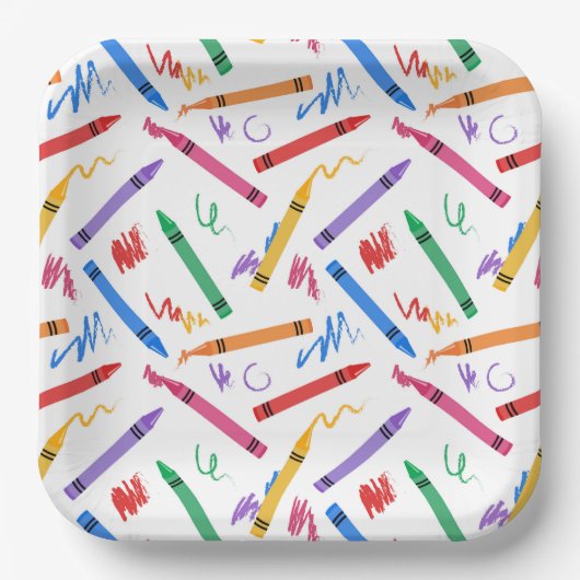 Crayons Birthday Party Kindermädchen Pappteller (Vorderseite)