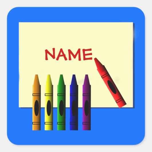 Crayons Color My Name Blue Aufkleber (Vorderseite)