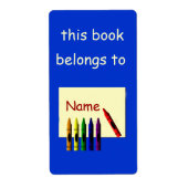 Crayons Color My Name Buchzeichen Label (Vorne)