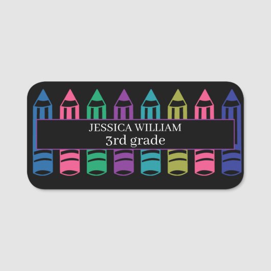 Crayons Doodles Personaliz Zurück zur Schule Namensschild (Vorderseite)
